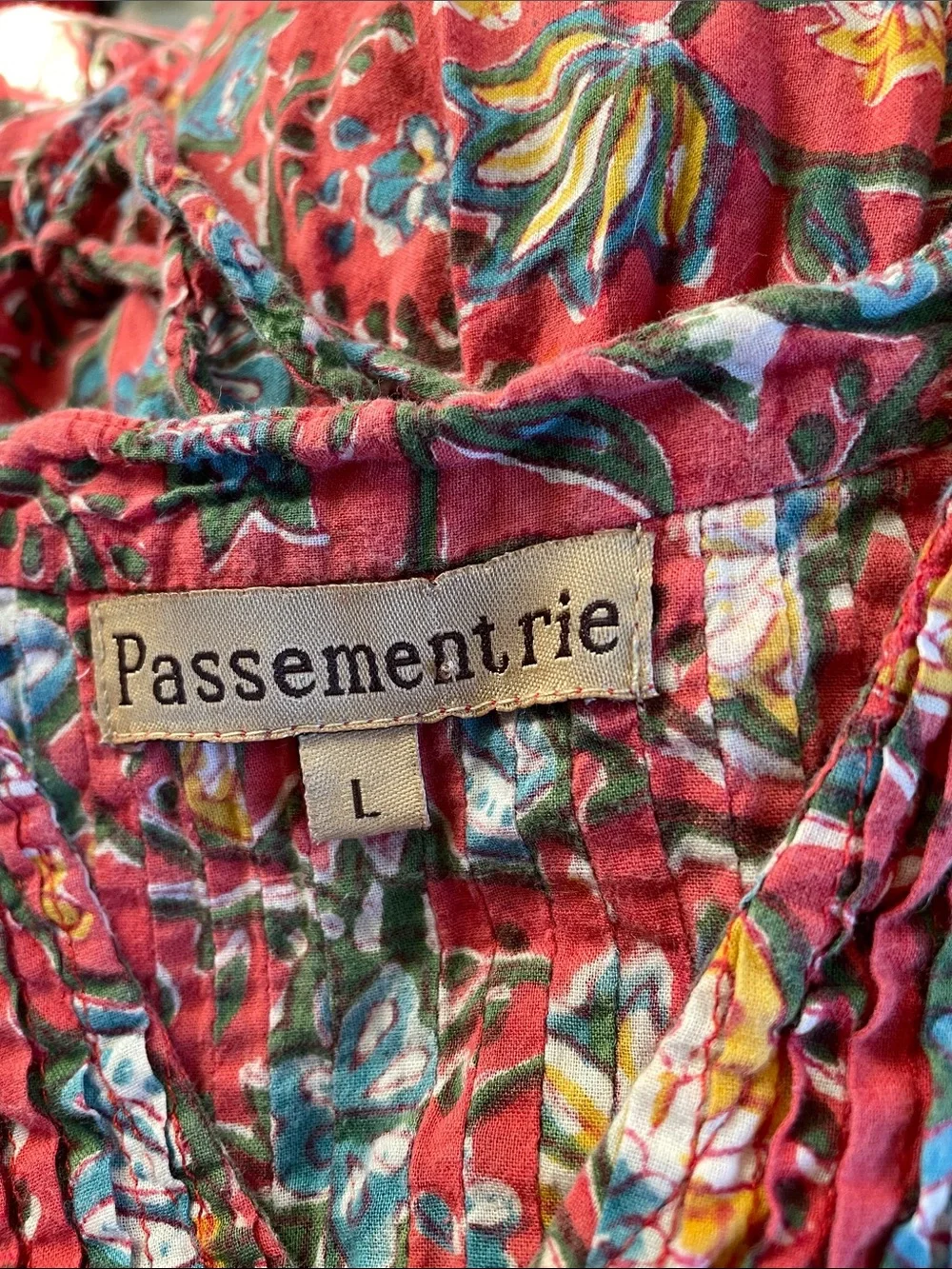 Passementrie Ofelia Blouse, 3/4 Sleeve, Orange Floral Size L